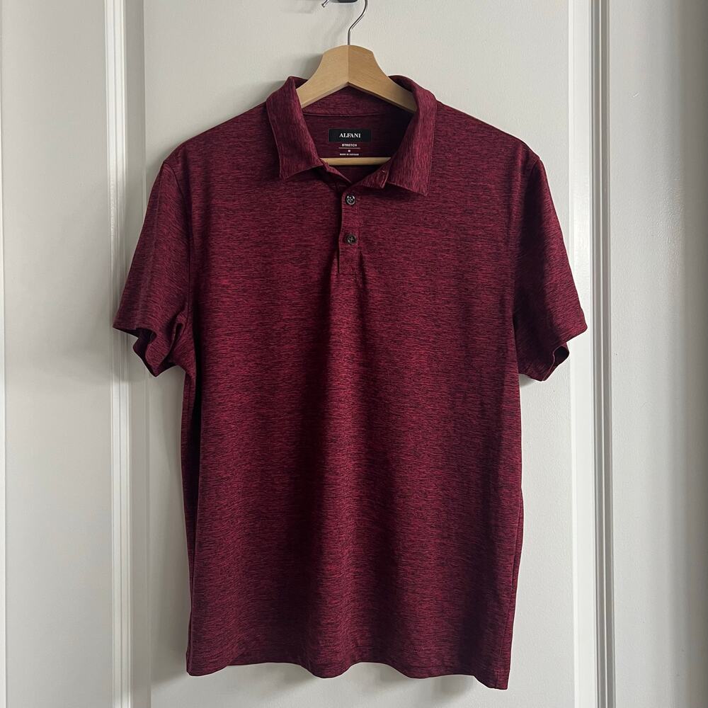 Alfani Heather Stretch Polo Shirt Men's Medium Red
